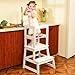 Kids Kitchen Step Stool with Safety Rail,Wooden Toddler Standing Tower for Kitchen Counter, Kids Montessori Stool, Solid Wood Construction,White