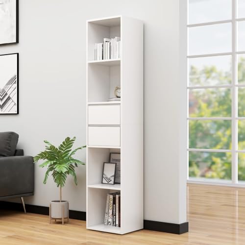 Cinyiqo Estantería librería Madera contrachapada Blanco 36x30x171 cm, Libreria Estanteria, Muebles Auxiliares, Estanterias Almacenaje, Mueble Almacenaje, Mueble Organizador - 802867