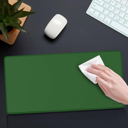 Image of Desk Mat 60x30 cm (11 x 23 inch) Dark Green | Large Mouse Pad for Office Computer Laptop Keyboard | Waterproof Anti-Slip Rubber Base Desk Mat