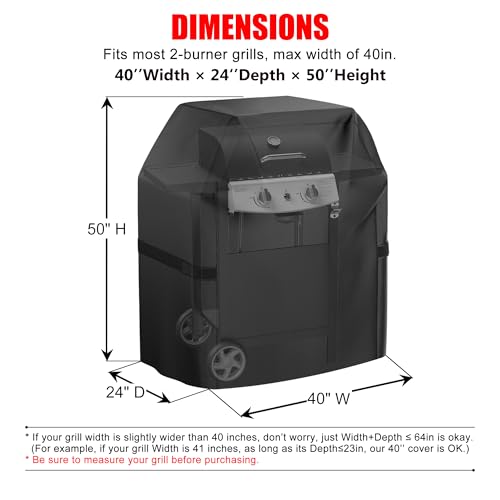 image for VIBOOS Grill Cover, 40 inch Small Gas Grill Cover for Outdoor Grill, W