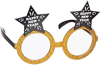 Happy New Year Glasses Silver Gold Party Accessory Fancy Dress New Years Eve Event (Gold)