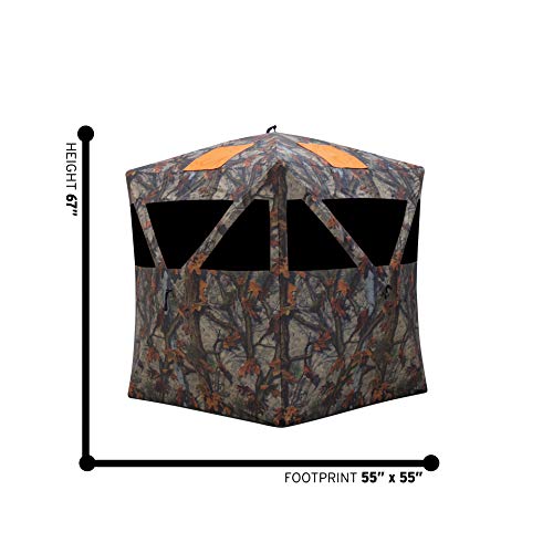 Barronett Blinds® Road Runner, Portable Hunting Blind, Pop-Up Hub Blind, Zipperless Windows, Lightweight, 2-Person, Bloodtrail® Woodland, 67” X 71” X 71”, Rr200Bt #TOP1