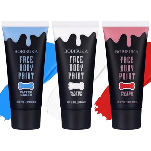 BOBISUKA White + Red + Blue Face Body Paint Kit