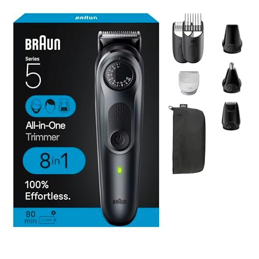 Braun All-in-One Style Kit Series 5 5480, 8-in-1 Trimmer for Men with Beard Trimmer, Body Trimmer for Manscaping, Hair Clippers & More, Ultra-Sharp Blade, 40 Length Settings, Waterproof