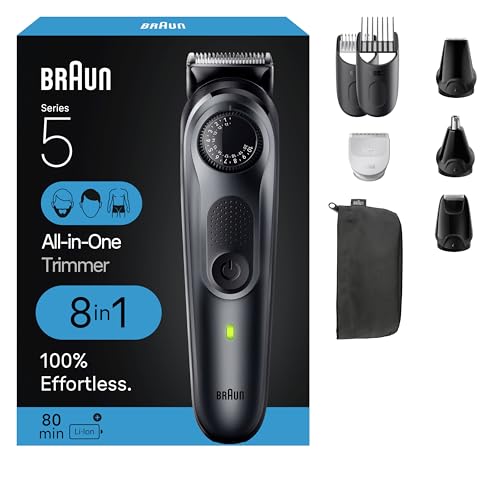 Image of Braun All-in-One Style Kit Series 5 5480, 8-in-1 Trimmer for Men with Beard Trimmer, Body Trimmer for Manscaping, Hair Clippers & More, Ultra-Sharp Blade, 40 Length Settings, Waterproof