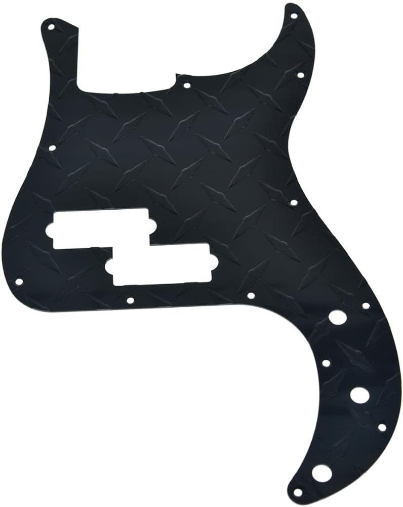 KAISH Premium 13-Hole Metal Diamond Plate Modern Style Standard Precision P Bass Pickguard Aluminium Anodized PB Pickguard for American FD P Bass Black image 3