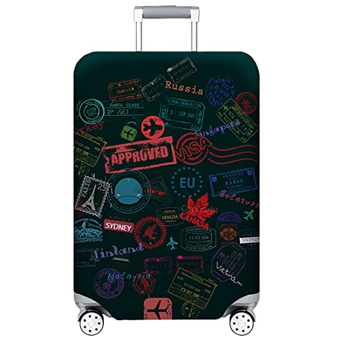 fancyfree Thickened Luggage Cover18/24/28/32 Inch High Elastic Travel Suitcase Sleeve Spandex Protective Cover (World Travl, L(25'-28