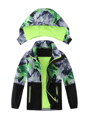 Boys Rain Jacket Lightweight Waterproof Hooded Fleece Lined Raincoat Windbreakers3