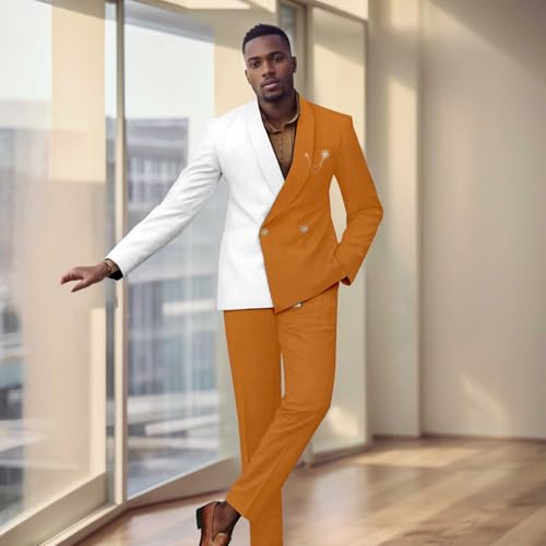 African Suit for Men Two Buttons Brooch Slim Fit Jacket and Trousers 2 Piece Set African Clothing2