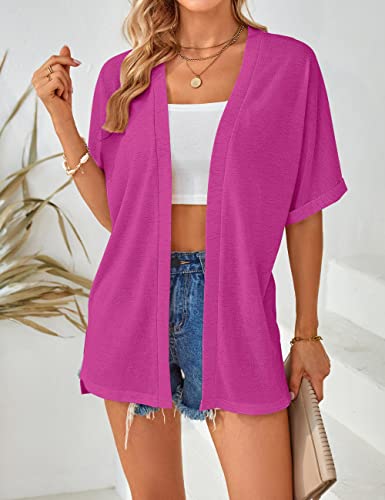 Image of MEROKEETY Women's 2026 Summer Lightweight Kimono Cardigan Short Sleeve Open Front Casual Loose Trendy Beach Cover Ups