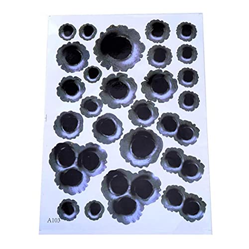 TOSSPER 1sheet Autocollants Voiture 3D Bullet Trou Drôle Decal Réaliste Décoration Autocollant Imperméable Auto Autocollants Ornement