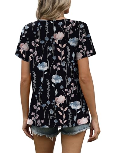Image of WIHOLL Women T Shirts Pleated Short Sleeve Tops Business Casual Dressy Blouses