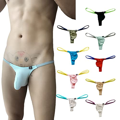 Faringoto Men's Low Waist Comfortable Thong Modal Pouch Bag Stereo Panties T Pants Contrast Color #TOP3
