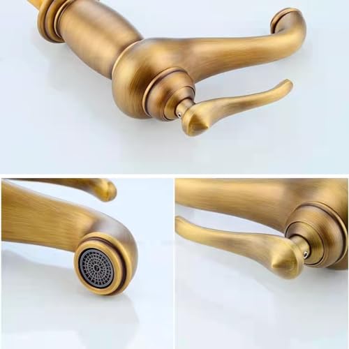 Grifo de baño vintage dorado con monomando retro 3
