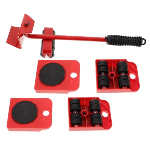 Zerodeko 1 Juego Rueda móvil mudanzas Rodillos para Muebles Moviente Levantar y Mover Objetos Pesados transportadores de Muebles con Ruedas Plástico/Acero Inoxidable Rojo