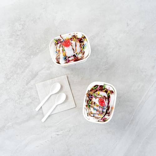Image of Restaurantware Paper Cups 50 Count 12 Ounce Square Disposable Ice Cream Containers, Leak-Resistant Paper Dessert To Go Cups, Hot And Cold Food, Durable Party Sprinkles Design