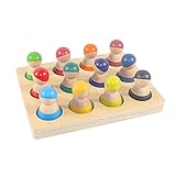 HLS trade Montessori-Spielzeug 12-Teilig Regenbogen-Holzsteckfiguren Miniatur Regenbogen-Steckfiguren Bemaltes Spielzeug, Kleinkind-Berührung Frühe Kindheit,B
