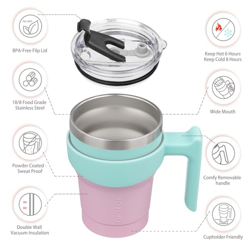 Image of BJPKPK 10 oz Mini Tumbler with Lid, Straw & Handle, Insulated Steel Cup