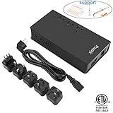 Voltage Converter Power Adapter Universal Power Step Down 220V to 110V 350W Max with 3 USB Smart Charging Ports,for Hair Curler Flat Iron Black Powerjc