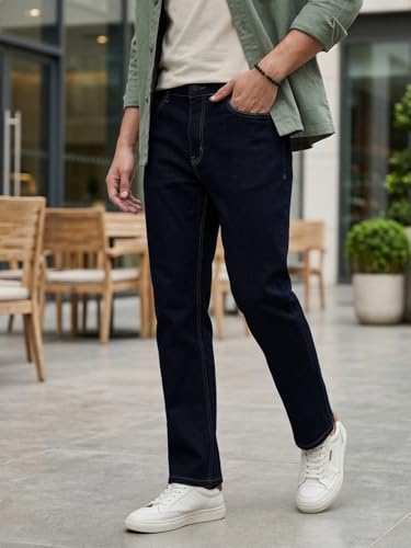 Image of Urbano Fashion Men's Straight Fit Washed Jeans Stretchable