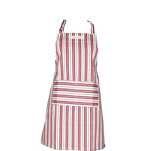 Image of Kitchen Apron - 100% Cotton, Adjustable Neck strap, Large Pocket - Unisex Apron for Men & Women - Cooking, Baking, BBQ, Gardening - Solid Colours, Striped and Checkered Patterns