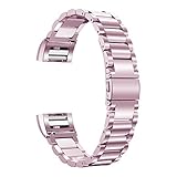 Oitom Stainless Steel Bands Compatilbe Fitbit Charge 2,Premium Stainless Steel SS Metal Replacement Watch Band Strap for Fitbit Charge 2 Smart Fitness Watch (Sakura Pink)