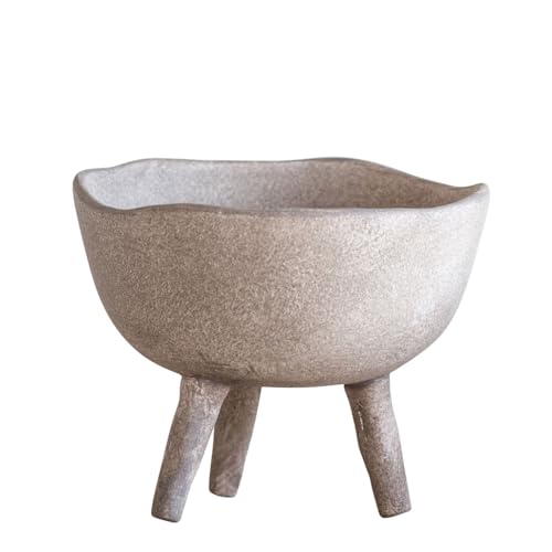 Image of Creative Co-Op Boho Terracotta Footed Planter with Organic Edge, Matte Taupe 4 inch(Pack of 6)