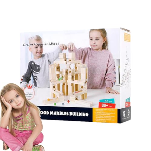 Weldphur Percorso Labirinto con Biglie in Legno,Gioco Di Costruzioni Per STEM | Percorso Labirinto Per Biglie In Legno Con 60 Componenti | Per Bambini, Ragazzi, Ragazze E Adolescenti, Apprendimento