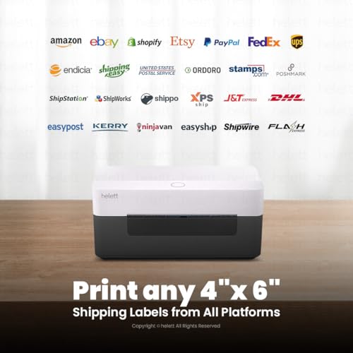Image of helett H30C USB Direct Thermal 4x6 Shipping Label Printer(Barcode) Adjustable Label Size|203DPI Resolution|152mm /s Printing Speed Compatible with Windows,Mac,Linux Chrome OS|White(1Year Warranty)