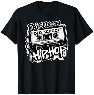 Raised ON Old School Hip HOP 80s 90s Cassette Graffiti T-Shirt