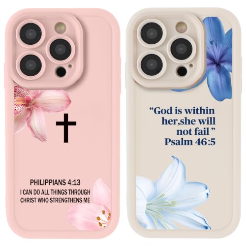 Coque de téléphone iPhone 16 Pro chrétienne lot de 2 protections souples verset de la Bible