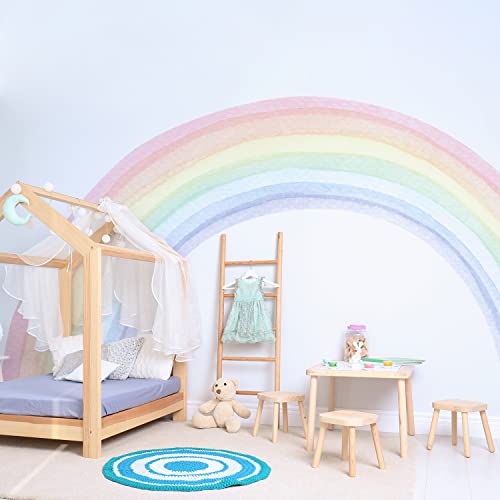 Funlife Fabric Peel And Stick Large Rainbow Wall Mural Stickers, Precut Pastel Watercolor Rainbow Wall Sticker Decals For Kids Bedroom Living Room Playroom, 94.49" X 55.12" #TOP4