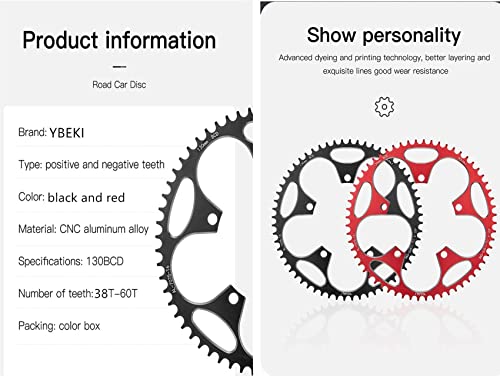 YBEKI 130BCD Narrow-Wide Chainring, red, 44T - Image 4