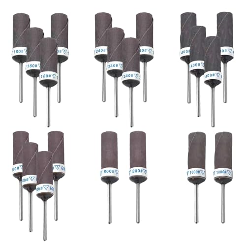 Juego de 20 cabezales de lijado para Dremels, accesorio de pulido para destornillador inalámbrico 180/240/400/600/800/1000 grano con vástago de 3 mm, manguitos de lijado para lijado y pulido