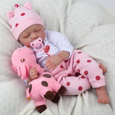 ZIYIUI Reborn lalka niemowlęca 55 cm, realistyczny miękki silikon, winyl, symulacja spania, dla dziewczynek, dziewczynek, chłopców, zabawka, prezent