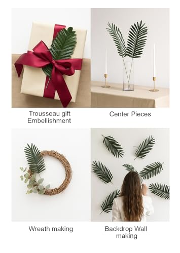 Image of SPHINX Artificial Pine,Cedar,Cypress,Conifer,Eucalyptus Stems /Needles- Faux Greenery Home Decor,Festivals,Trousseau,Gift Packing,Baskets,DIY Crafts & Celebrations- (10, Pinnate Palm Sticks Needles)