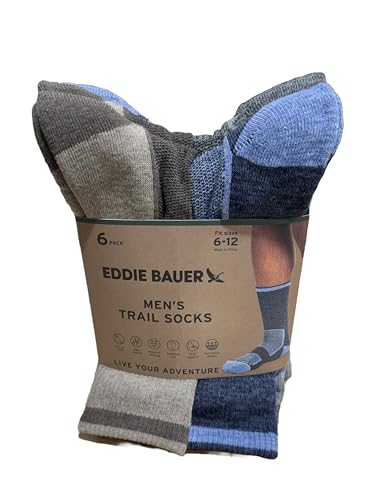 Eddie Bauer Men's Trail Socks - 6-Pack Sizes 6-12