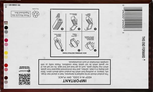 Bottom of ROLO candy box with storage instructions