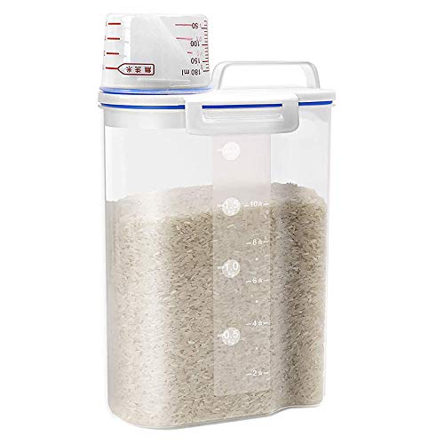 Koeydxst Rice Cereal Container Storage - Airtight Dry Food Rice Container Storage Plastic Small Rice Dispenser with Measuring Cup