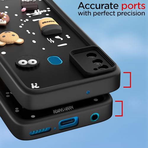 Image of Pikkme Back Cover for Samsung Galaxy M21 / M30s / M21 2021 | Cute Fun Cartoon 3D Bear Silicone Full Body Protection Bumper Cover (Black) | Cute Fun Cartoon