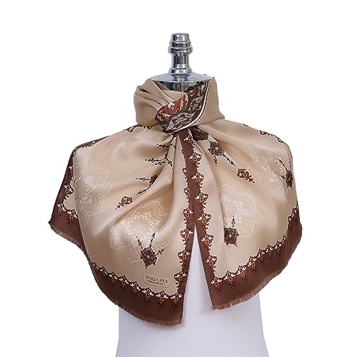 100% Mulberry Silk Scarf for Women, Silk Hair Scarf, Silk Head Scarf, Turkish Mozaic Printed Long 14"x60"2