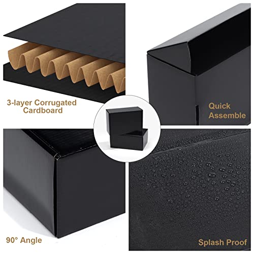 Image of ZBEIVAN 6x4x3 Black Small Shipping Boxes, 20 Packs Corrugated Cardboard Mailer Boxes for Packaging Small Business Mailing Gifts Wrap Boxes with Lids