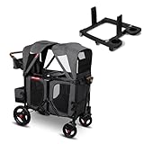 Radio Flyer Voya XT Stroller Wagon and Britax, Nuna, Cybex Car Seat Adapter Bundle, 2-Seater Collapsible Wagon with Tall Sides and Adjustable Canopies, Gray