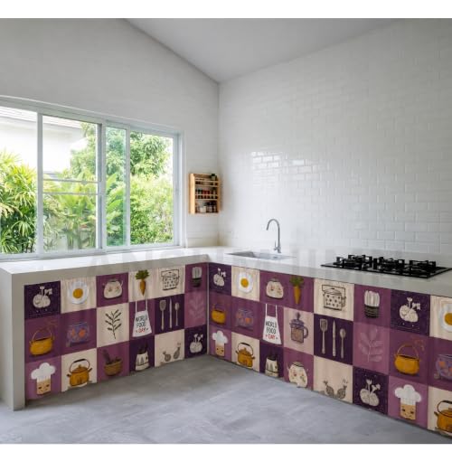 Image of Premium Printed Kitchen Sink Curtain | Washable & Dustproof Rod Pocket Counter Skirt | Perfect For Any Sink,Counter | Multicolor Cooking Theme for Home & Kitchen (150cm X 70cm) (2, Purple Kitli)