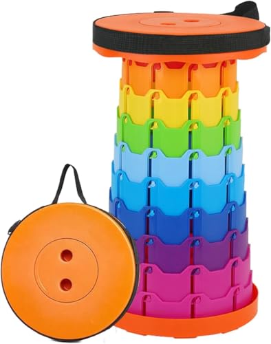 STAWGRNY 折りたたみ椅子 伸縮式 アウトドアチェア 折り畳み式 キャンプ椅子 キャンプスツール 軽量 防水 持ち手付き 持ち運び便利 1秒開閉可能 耐荷重150KG 釣り/観戦/花火大会/屋内/屋外用 (カラフルなオレンジ)