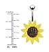 CrazyPiercing Stunning Sunflower Belly Button Ring 14 Gauge (Yellow)