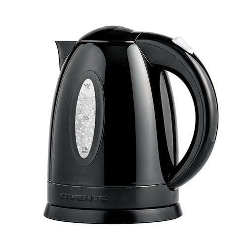 Image of OVENTE Electric Kettle, 1.7L Fast Boiling Water Heater for Coffee or Tea, BPA Free with Water Level Gauge, Auto Shut-Off, Boil-Dry Protection, Indicator Light and Removable Filter, Black KP72B