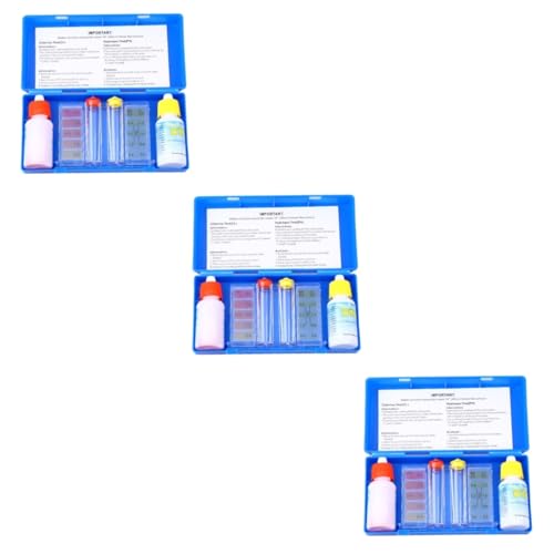 iplusmile 3 Juegos Reactivos para pruebas de calidad del agua. reactivo de prueba de piscina reactivo de piscina líquido de prueba de ph solución de prueba de química Blue