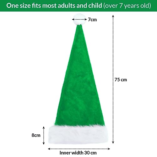 KONVINIT Christmas Hat Santa Hat for Adults,Plus Long Xmas Hat Luxury Santa Claus Hat,Christmas Party Hat for Men and Women,Christmas Accessory for Christmas Party or Costume,green - Image 3