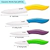 Updated Version Ceramic Knife Set 4-Piece Color with Sheaths (Includes 3" Paring Knife, 4" Fruit Knife, 5" Utility Knife, 6" Chef Knife) for Home Kitchen(Multicolour)